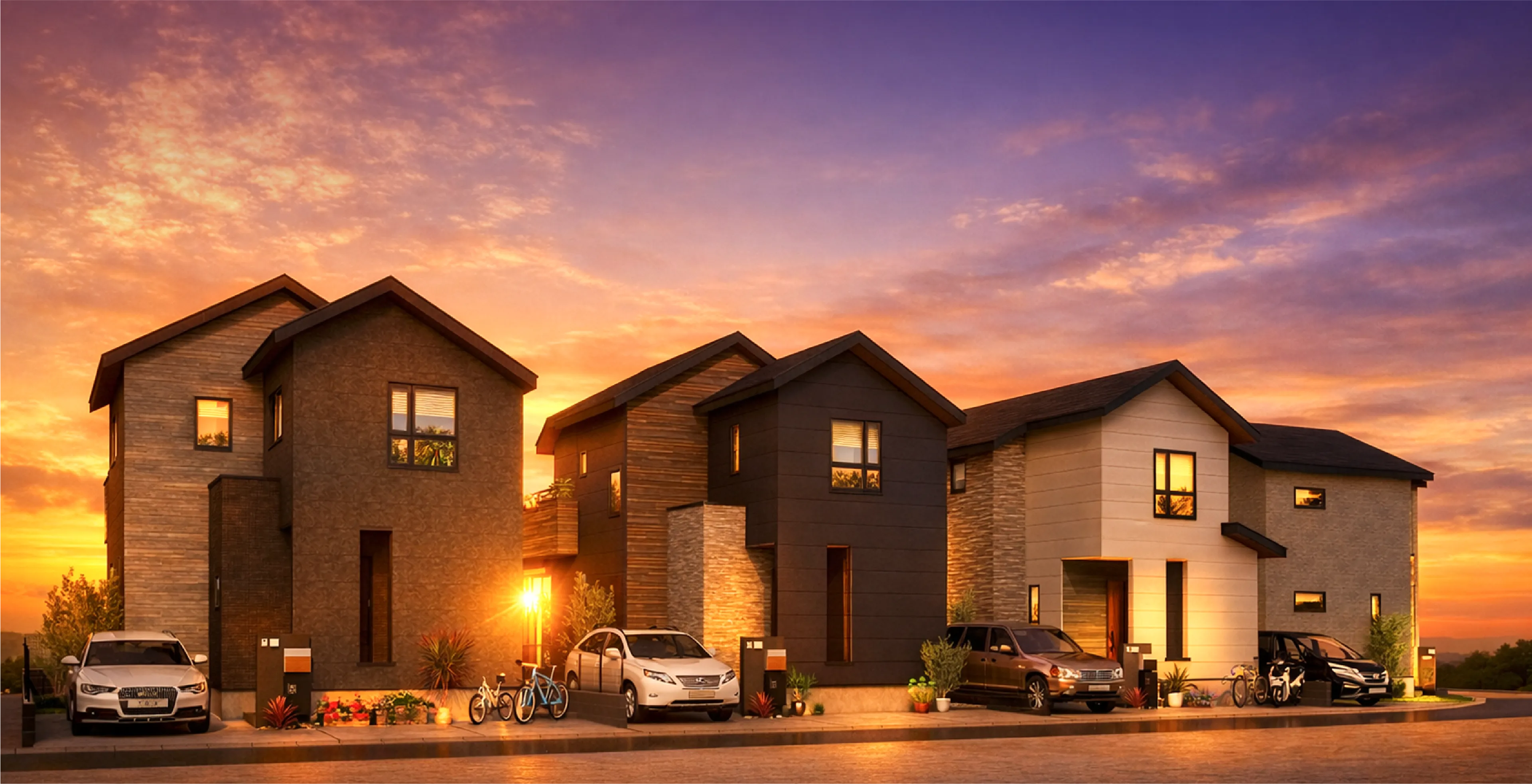 Musubi Villege 外観（夕）