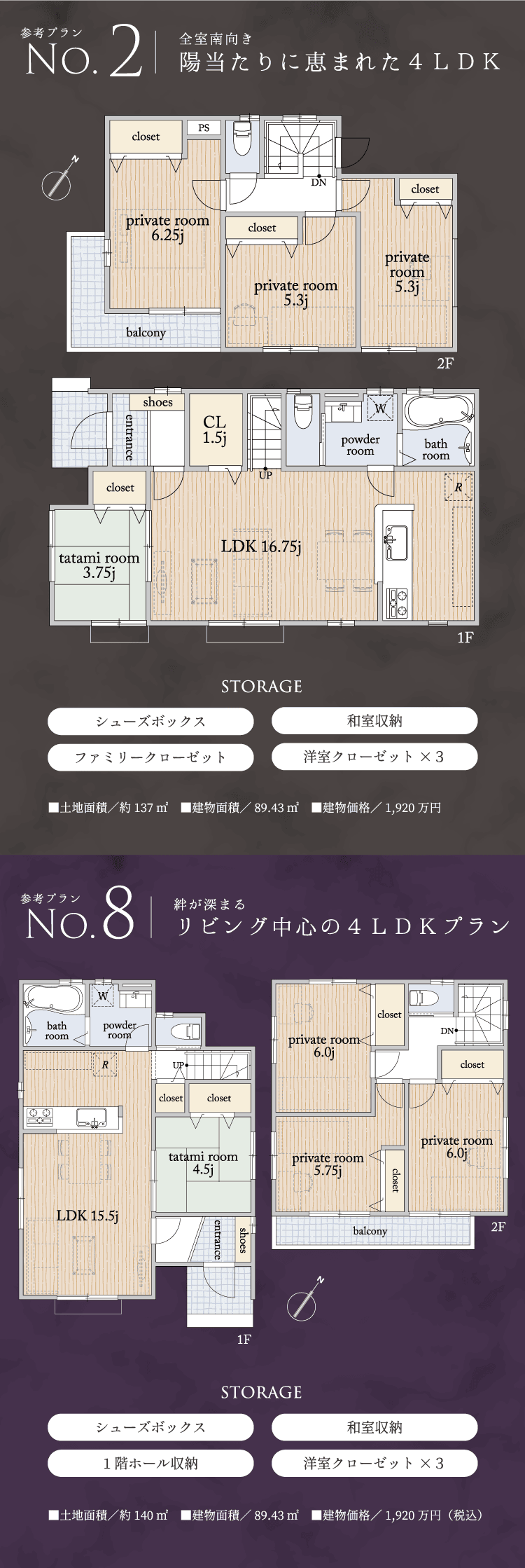 参考プラン No.2 No.8について